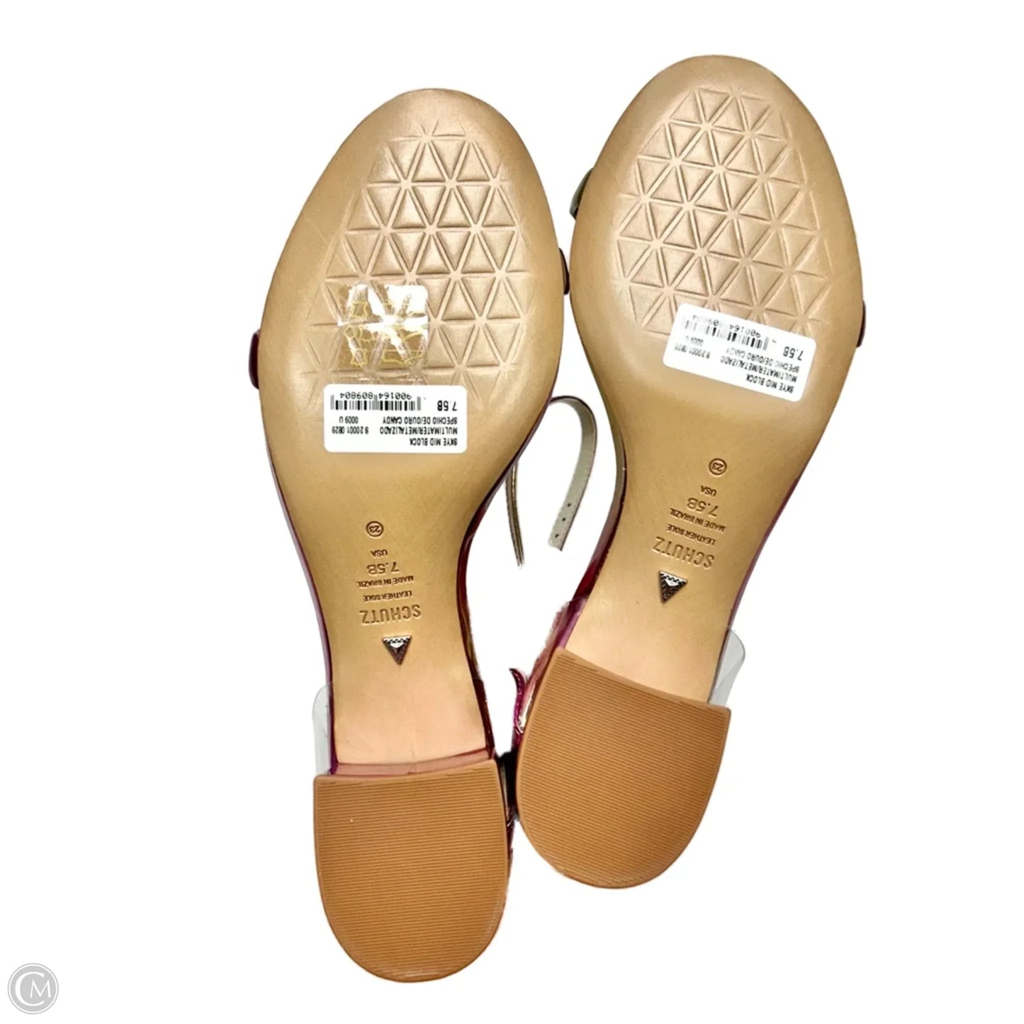 Sandals Heels Block By Schutz In Gold & Pink, Size: 7.5