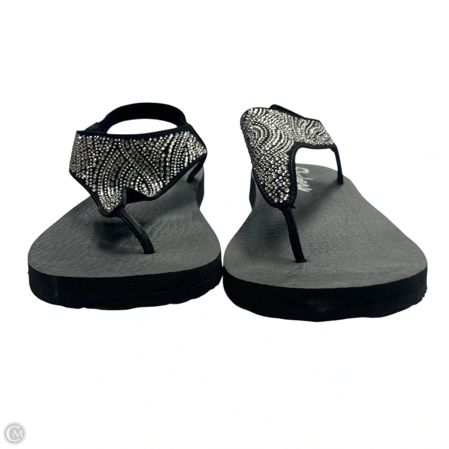 Sandals Flats By Skechers In Black & Silver, Size: 10