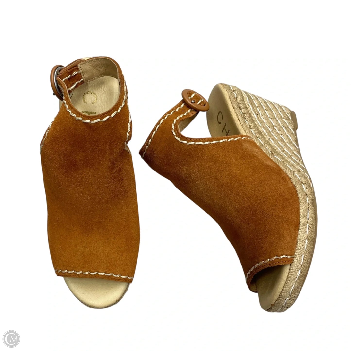 Sandals Heels Wedge By Chio In Tan, Size: 6