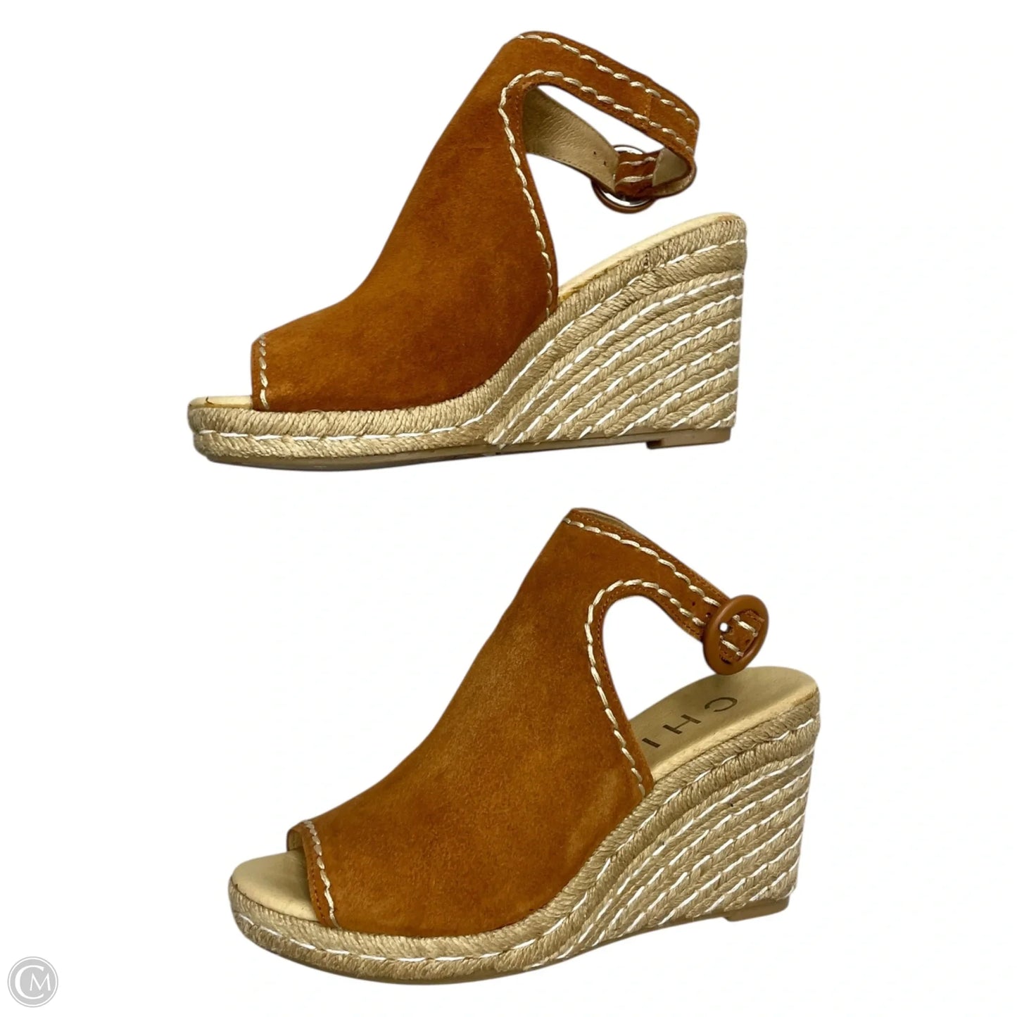 Sandals Heels Wedge By Chio In Tan, Size: 6