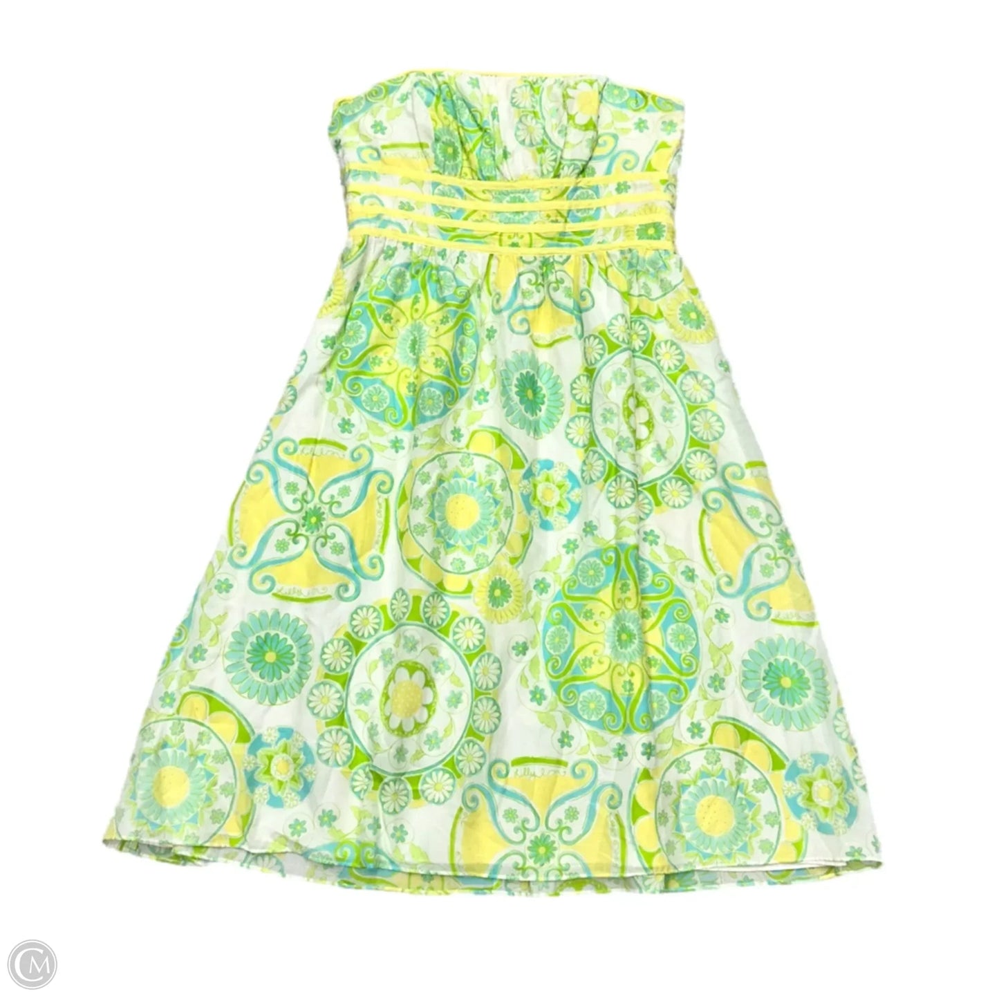 Dress Designer By Lilly Pulitzer In White & Yellow, Size: M