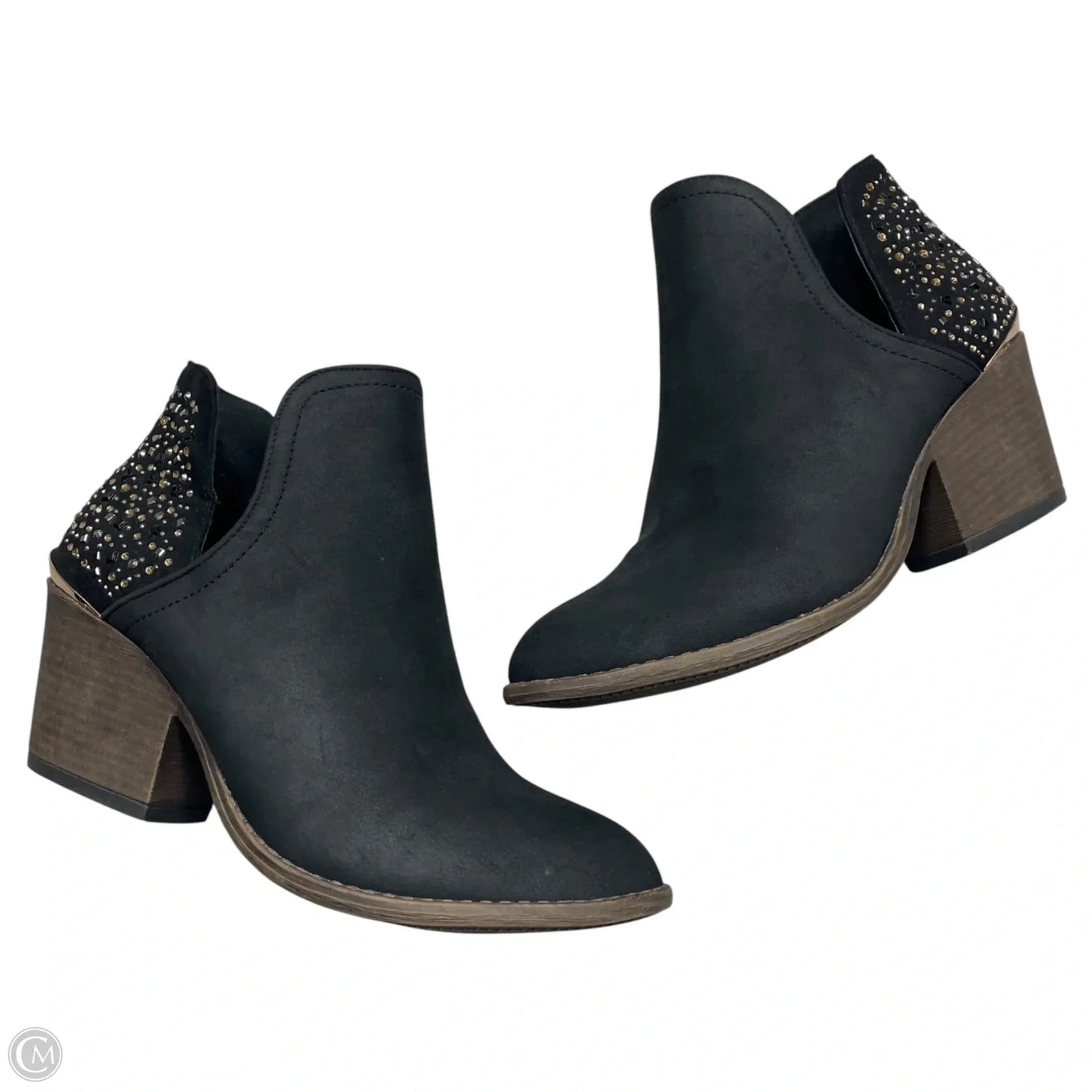 Boots Ankle Heels By Extreme In Black & Gold, Size: 6