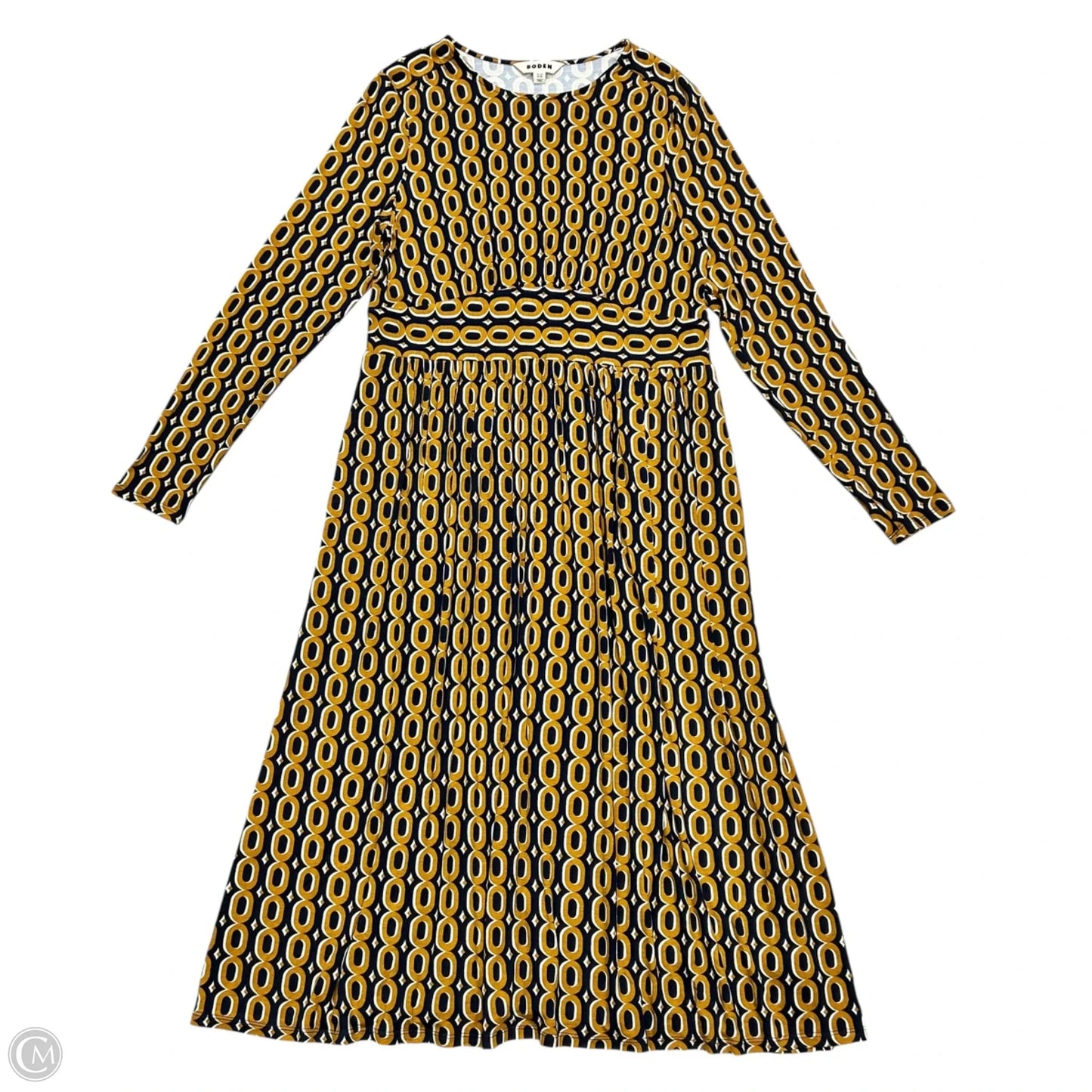 Dress Casual Midi By Boden In Blue & Yellow, Size: L