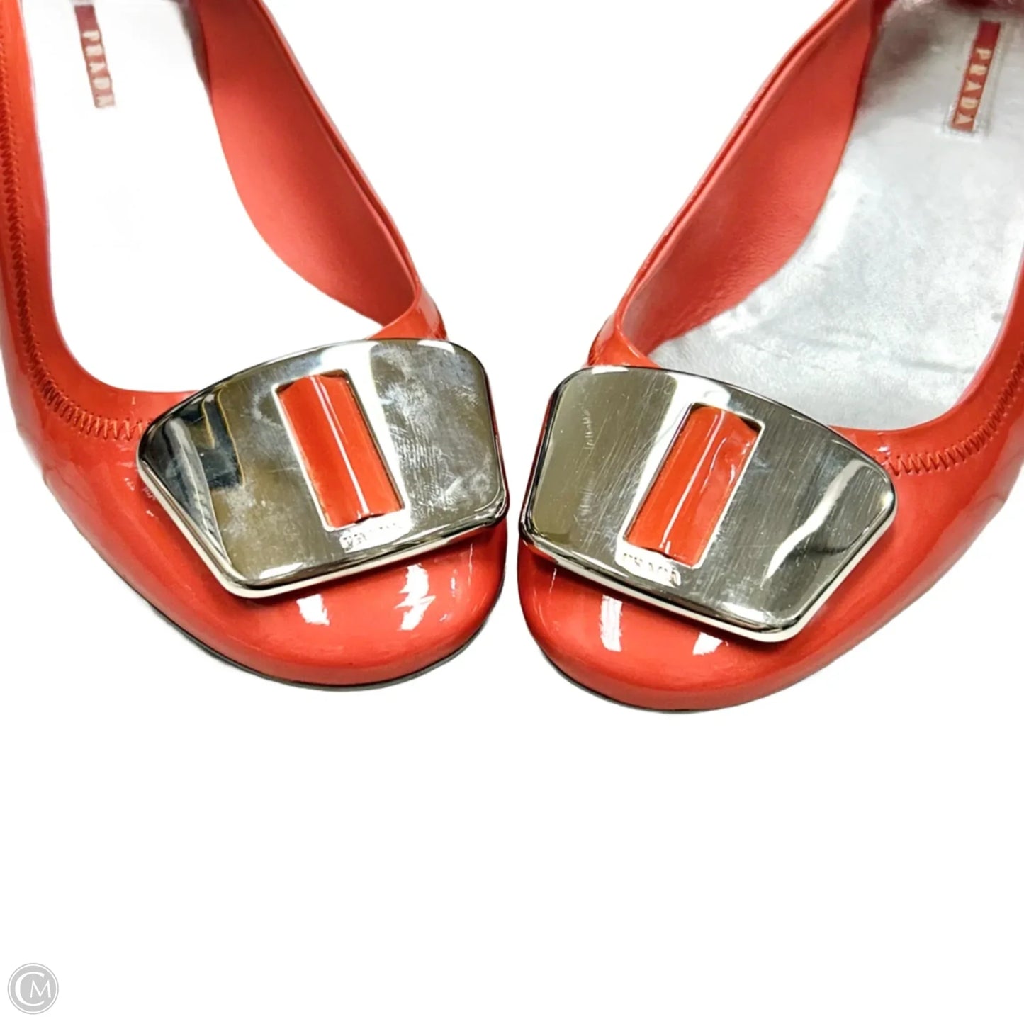 Shoes Luxury Designer By Prada In Orange, Size: 6.5