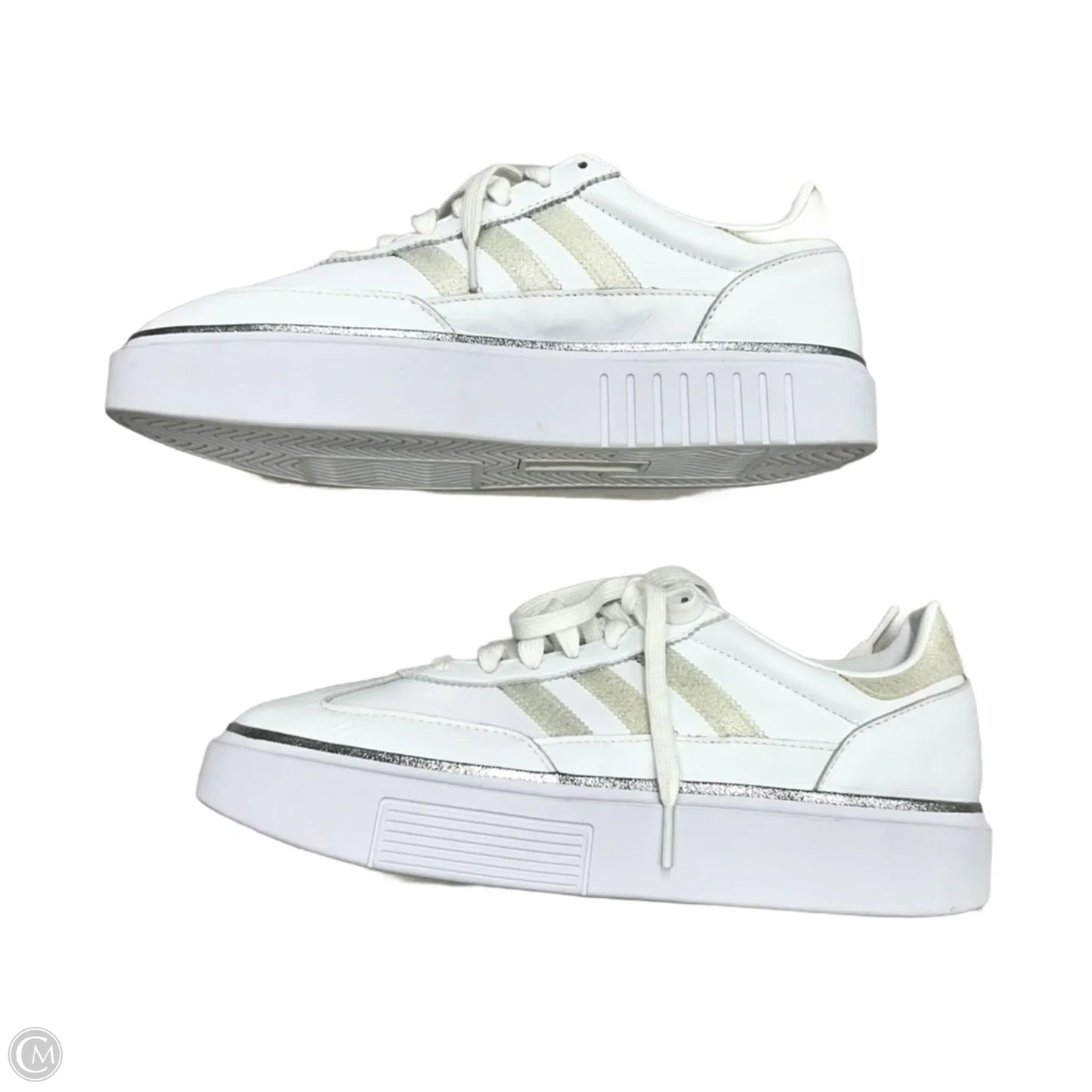 Shoes Sneakers Platform By Adidas In Silver & White, Size: 9.5