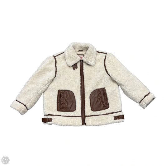 Coat Faux Fur & Sherpa By Levis In Brown & Cream, Size: 2x