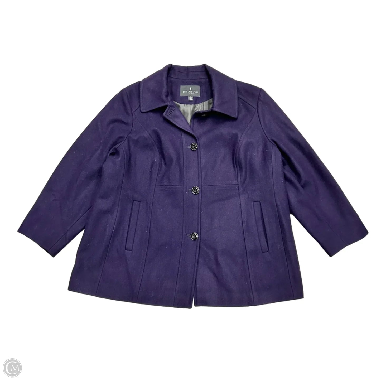 Coat Peacoat By London Fog In Purple, Size: 2x