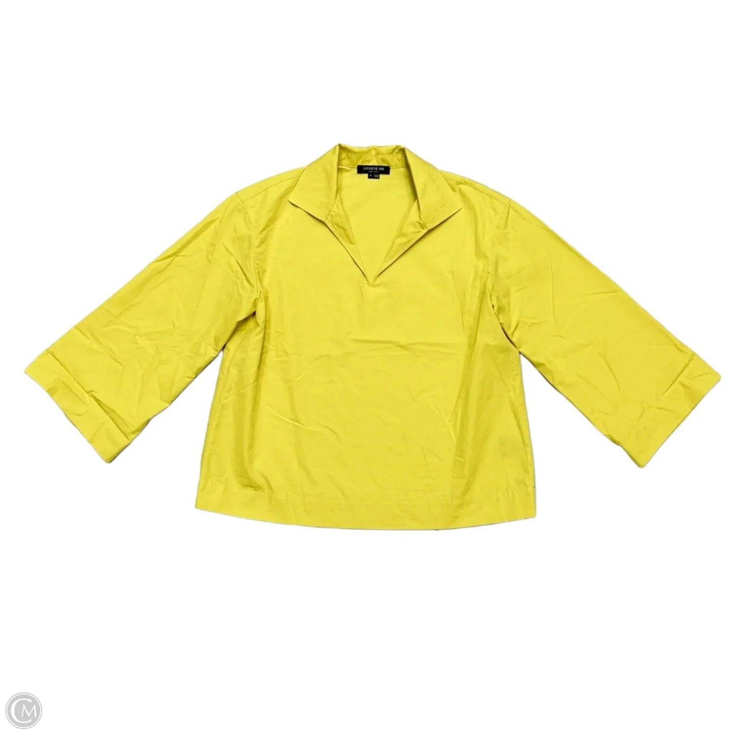 Top Long Sleeve Designer By Lafayette 148 In Yellow, Size: S