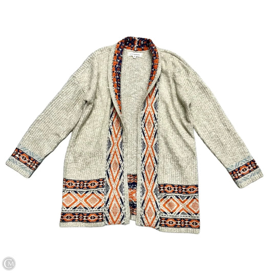 Sweater Cardigan By Lucky Brand In Orange & Tan, Size: M