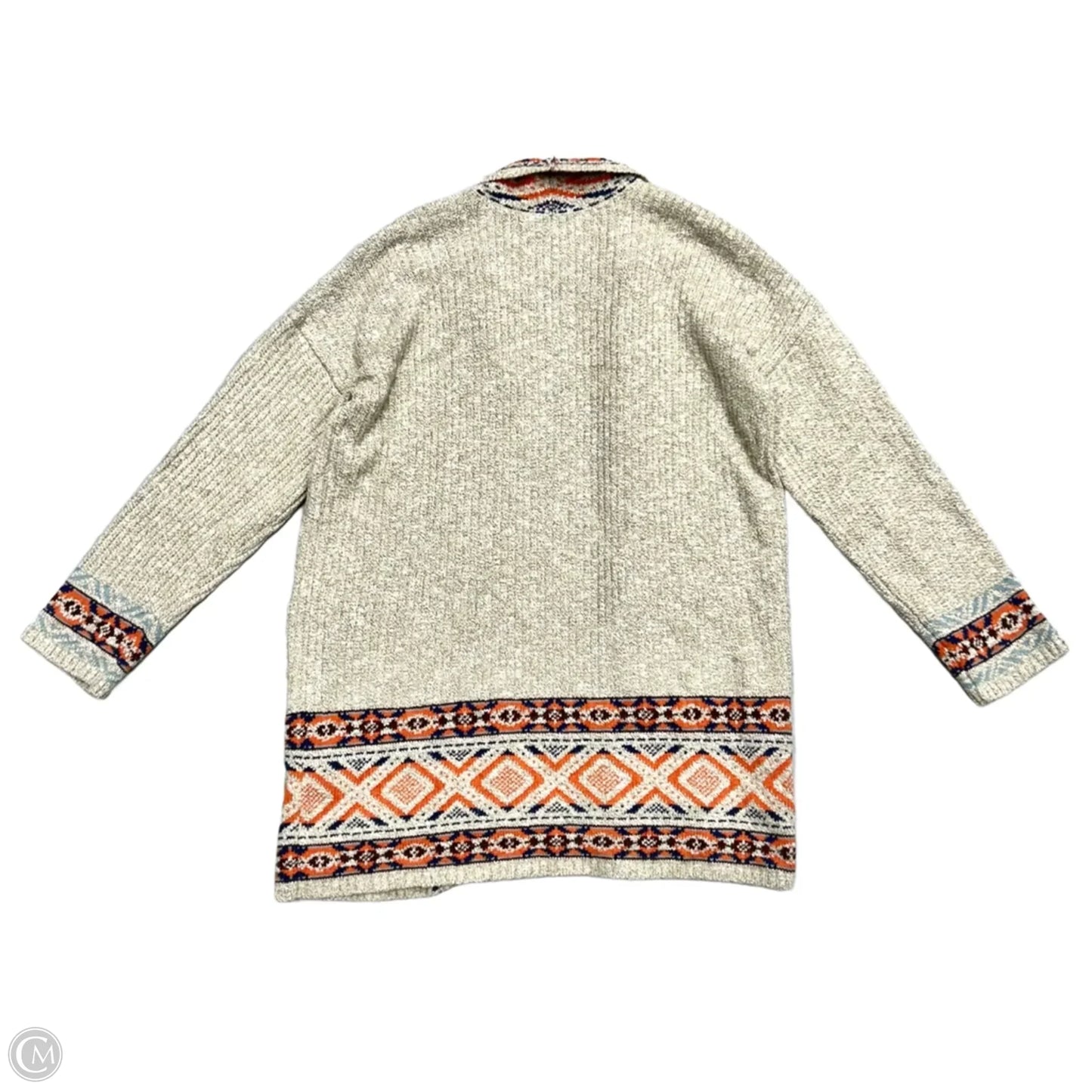 Sweater Cardigan By Lucky Brand In Orange & Tan, Size: M