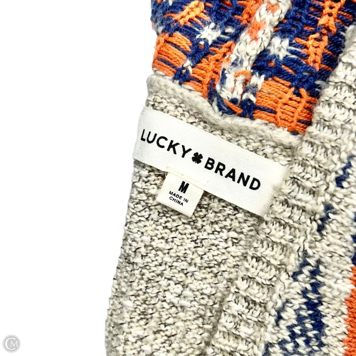Sweater Cardigan By Lucky Brand In Orange & Tan, Size: M