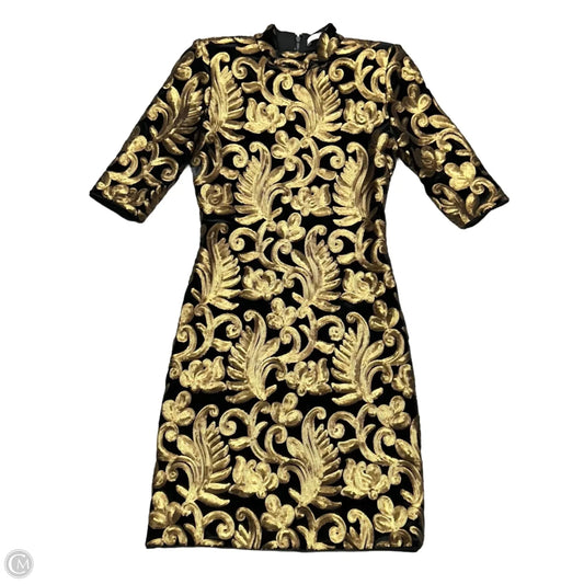 Dress Designer By Alice + Olivia In Black & Gold, Size: Xs