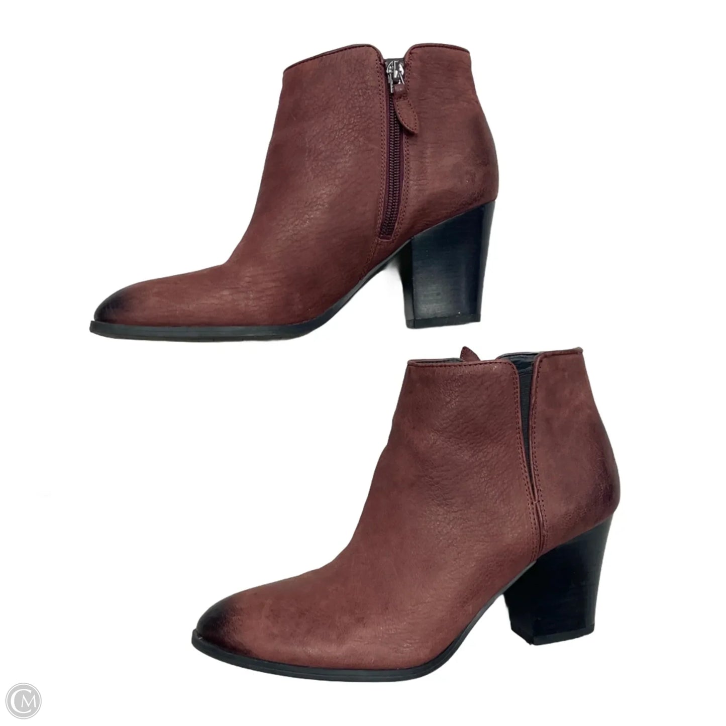 Boots Ankle Heels By Franco Sarto In Maroon, Size: 8.5