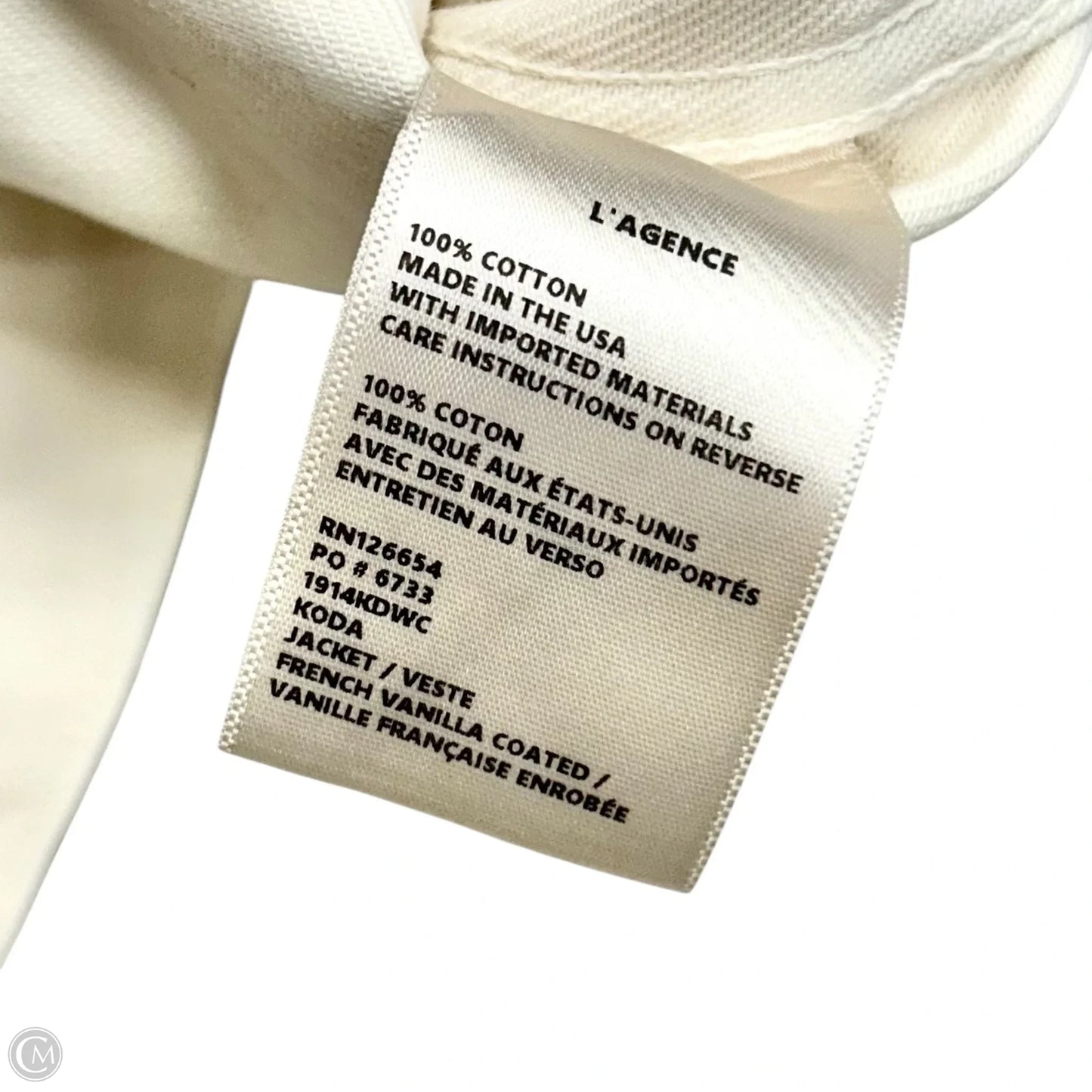 Jacket Denim By L Agence In Cream, Size: Xs