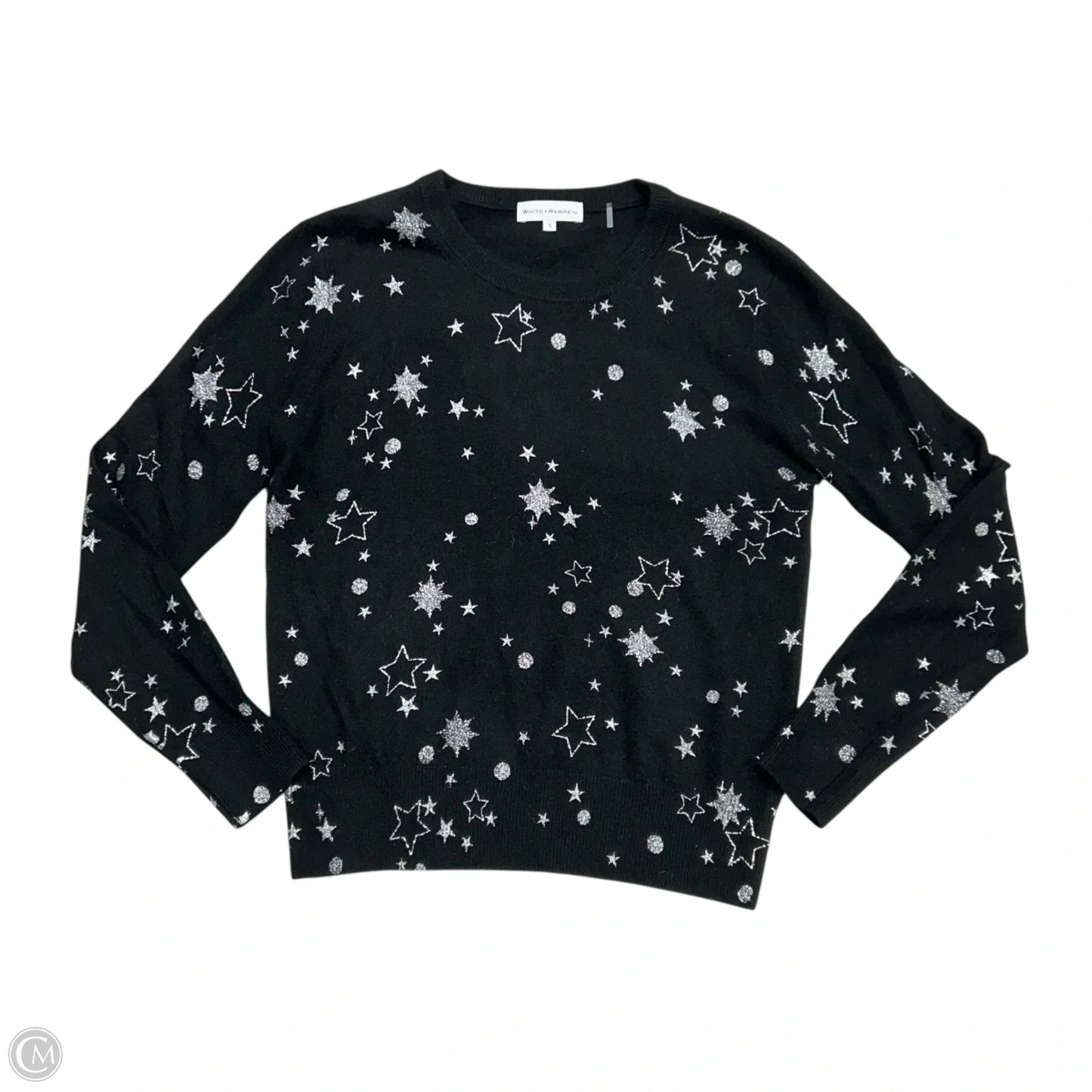 Sweater Cashmere By White And Warren In Black & Silver, Size: S