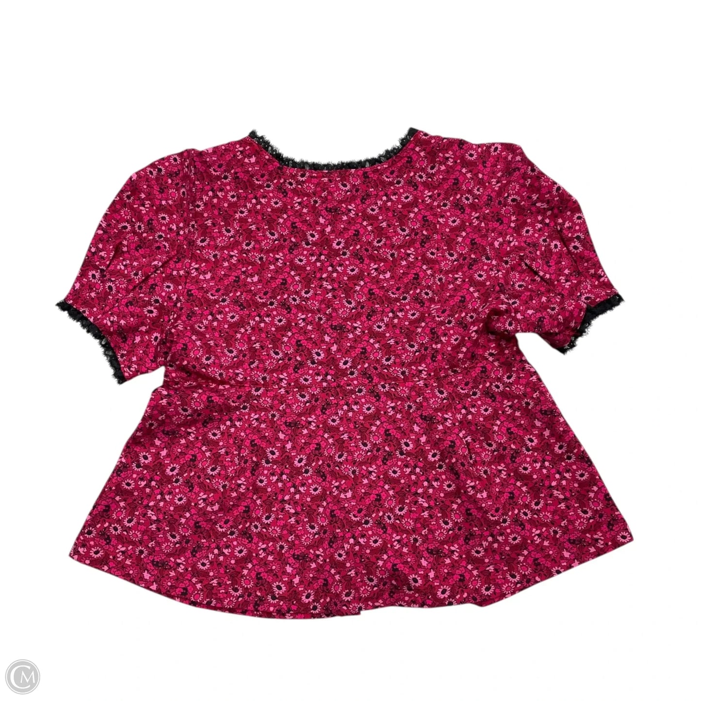 Top Short Sleeve By Maeve In Black & Pink, Size: M