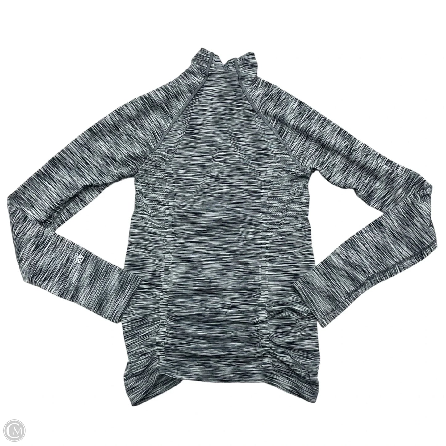 Athletic Top Long Sleeve Collar By Athleta In Black & Grey, Size: Xs