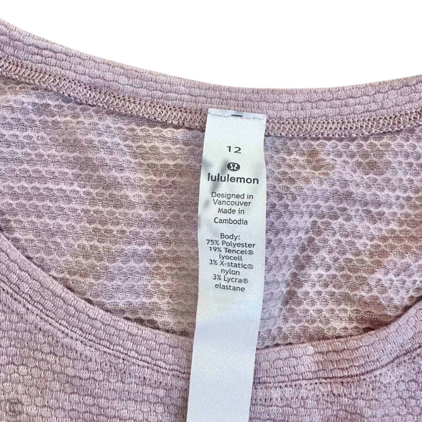 Athletic Tank Top By Lululemon In Mauve, Size: L