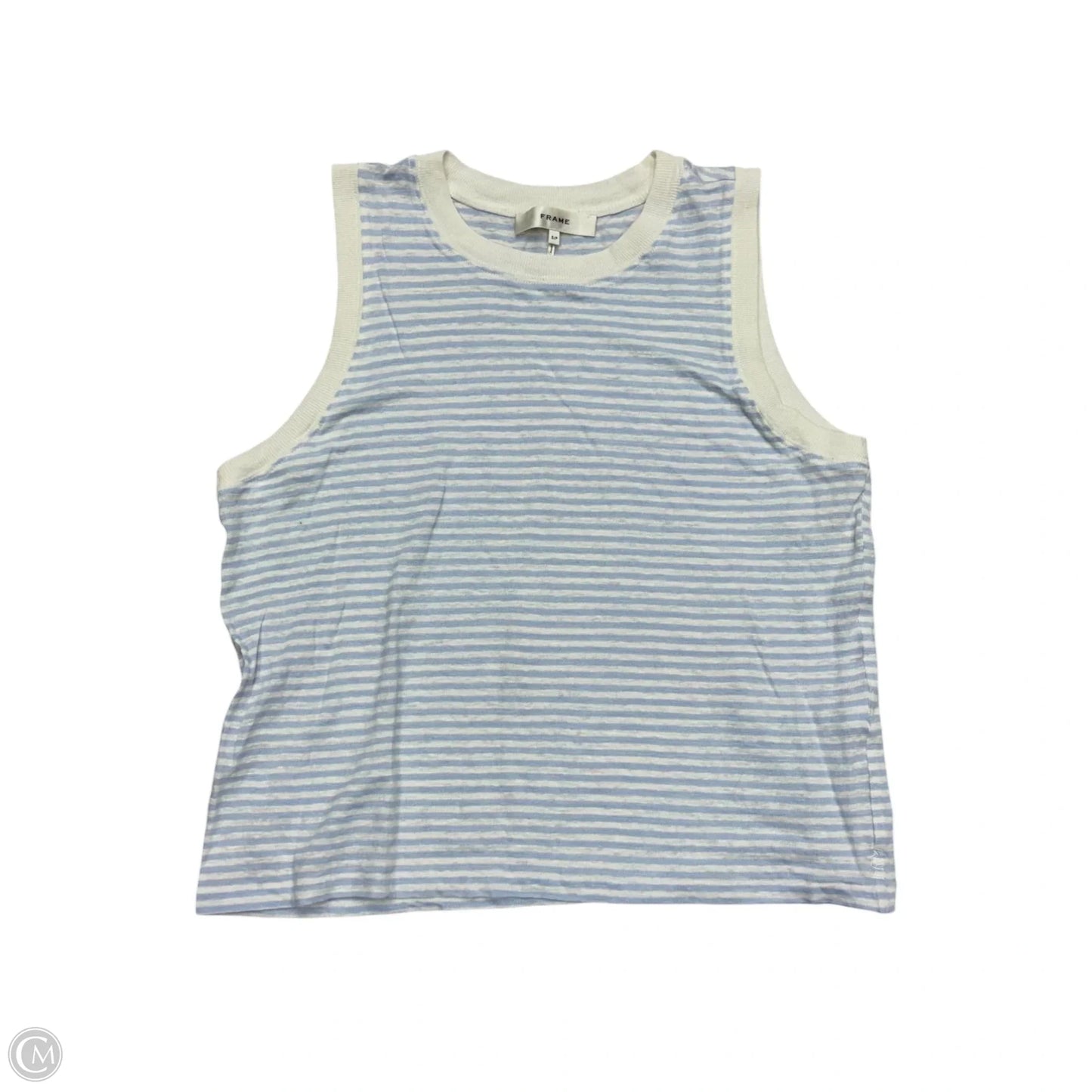 Top Sleeveless By Frame In Blue & White, Size: S