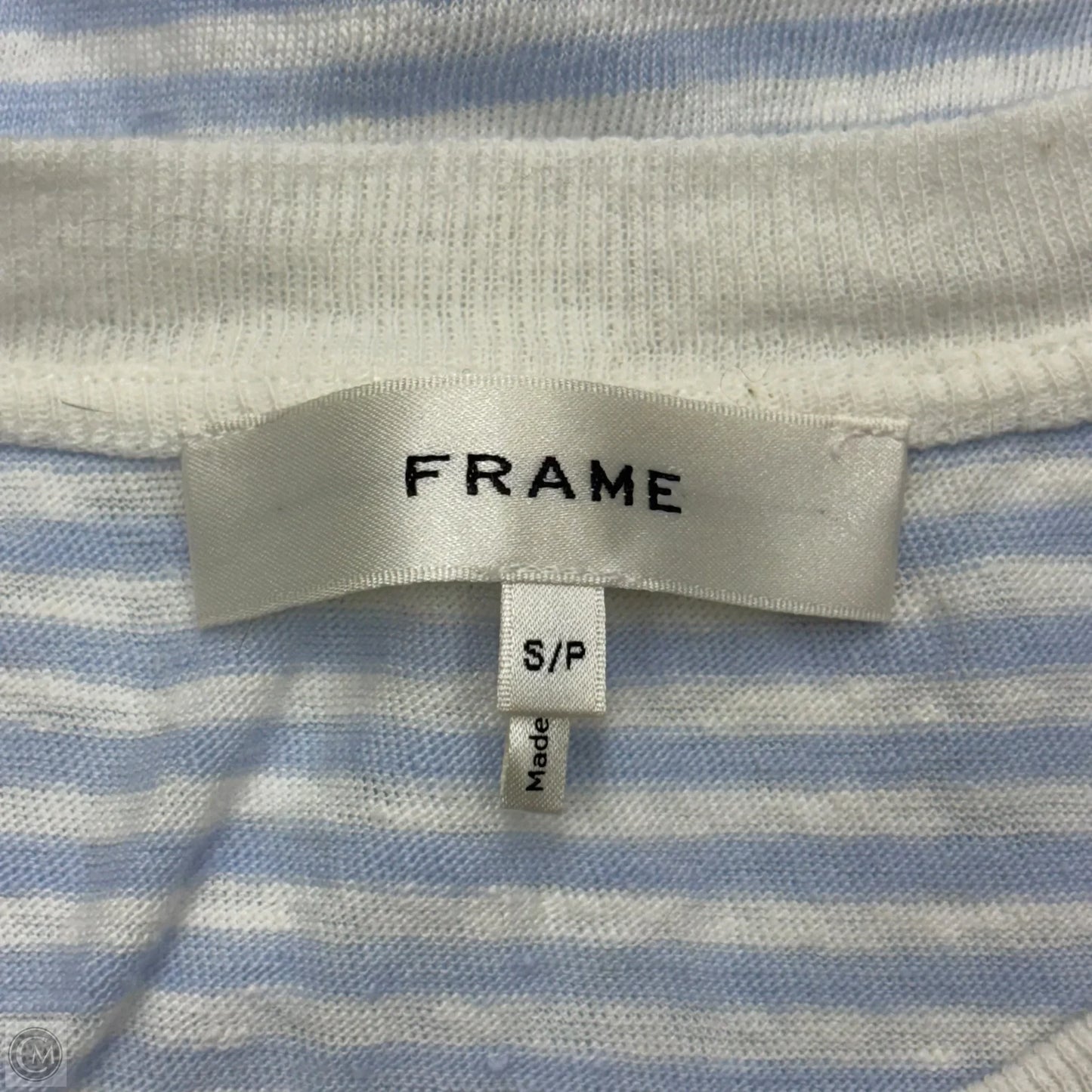 Top Sleeveless By Frame In Blue & White, Size: S