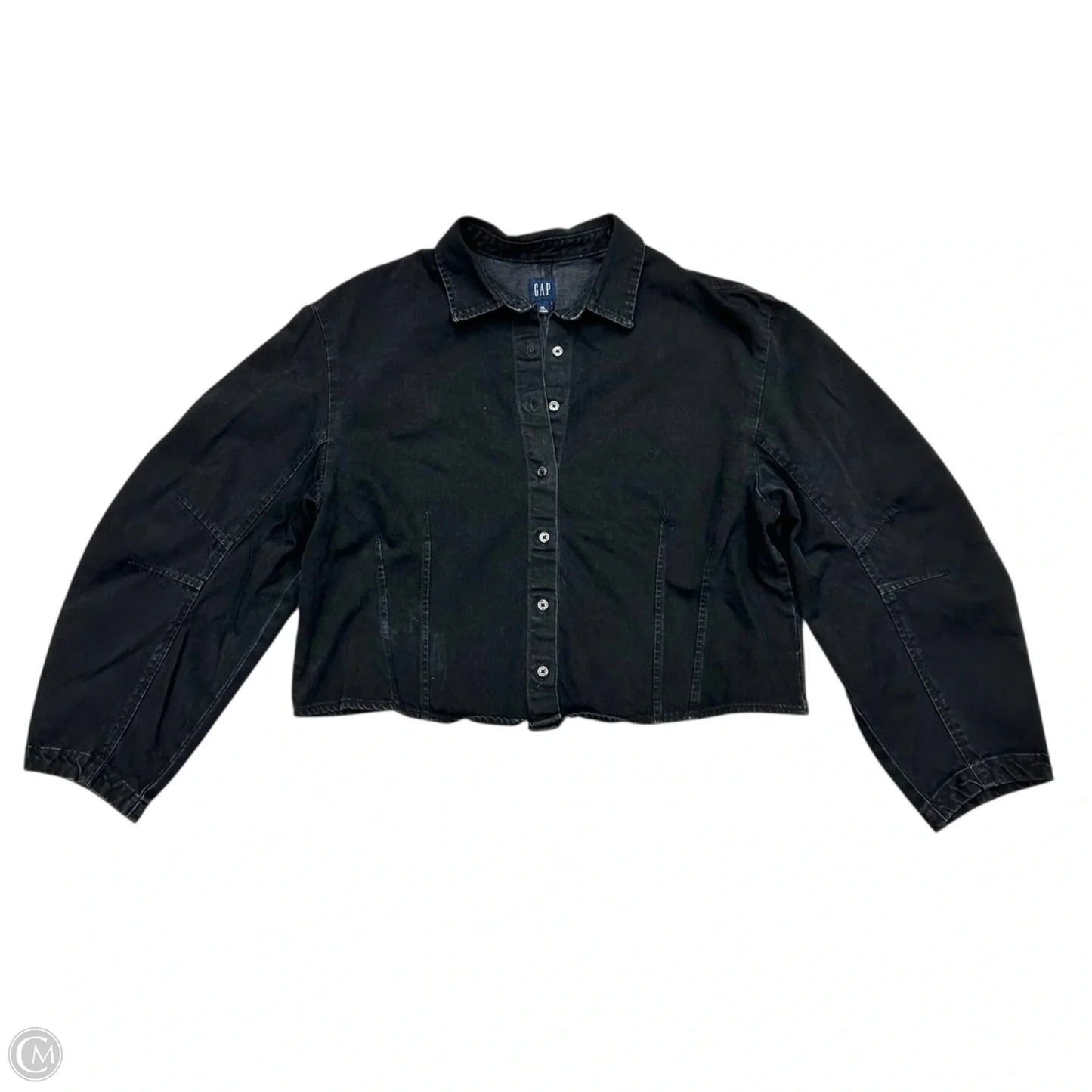 Top Long Sleeve By Gap In Black Denim, Size: Xl