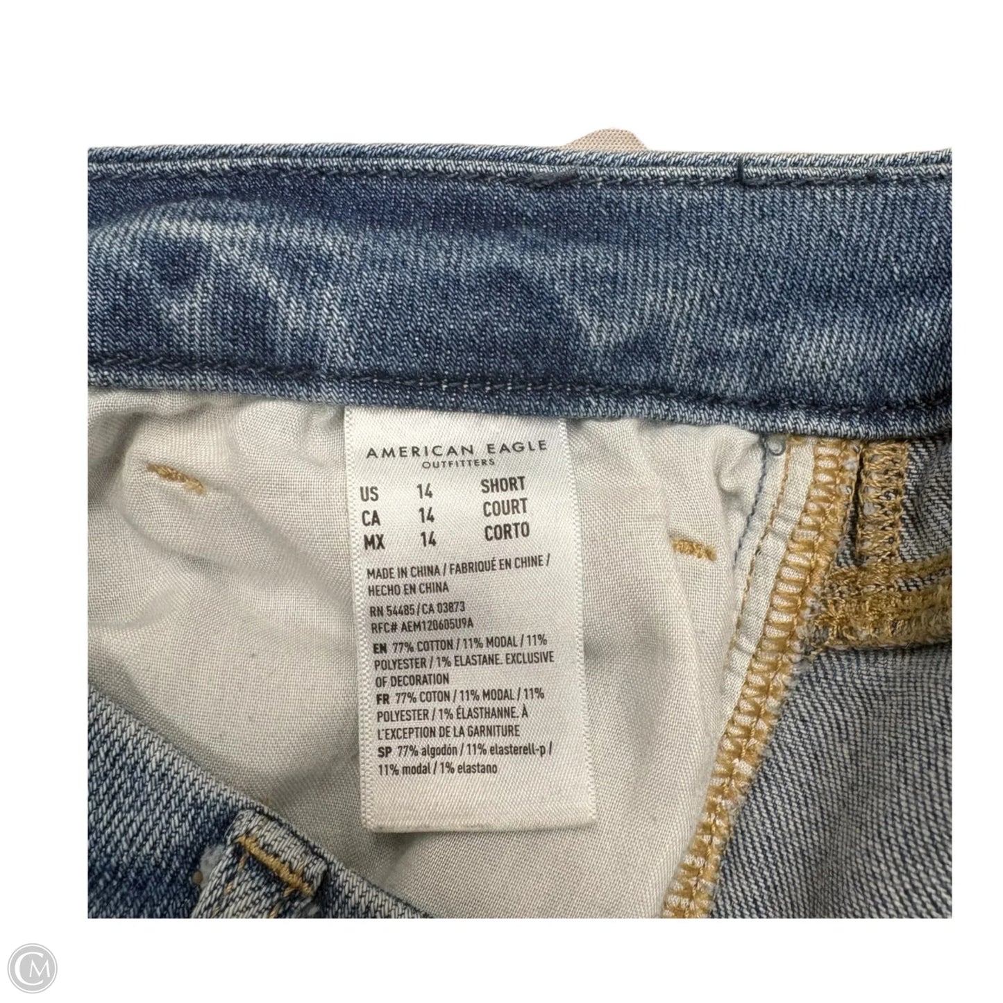 Jeans Straight By American Eagle In Blue Denim, Size: 14
