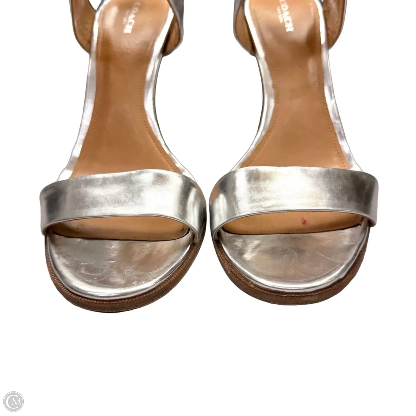 Sandals Designer By Coach In Silver, Size: 11