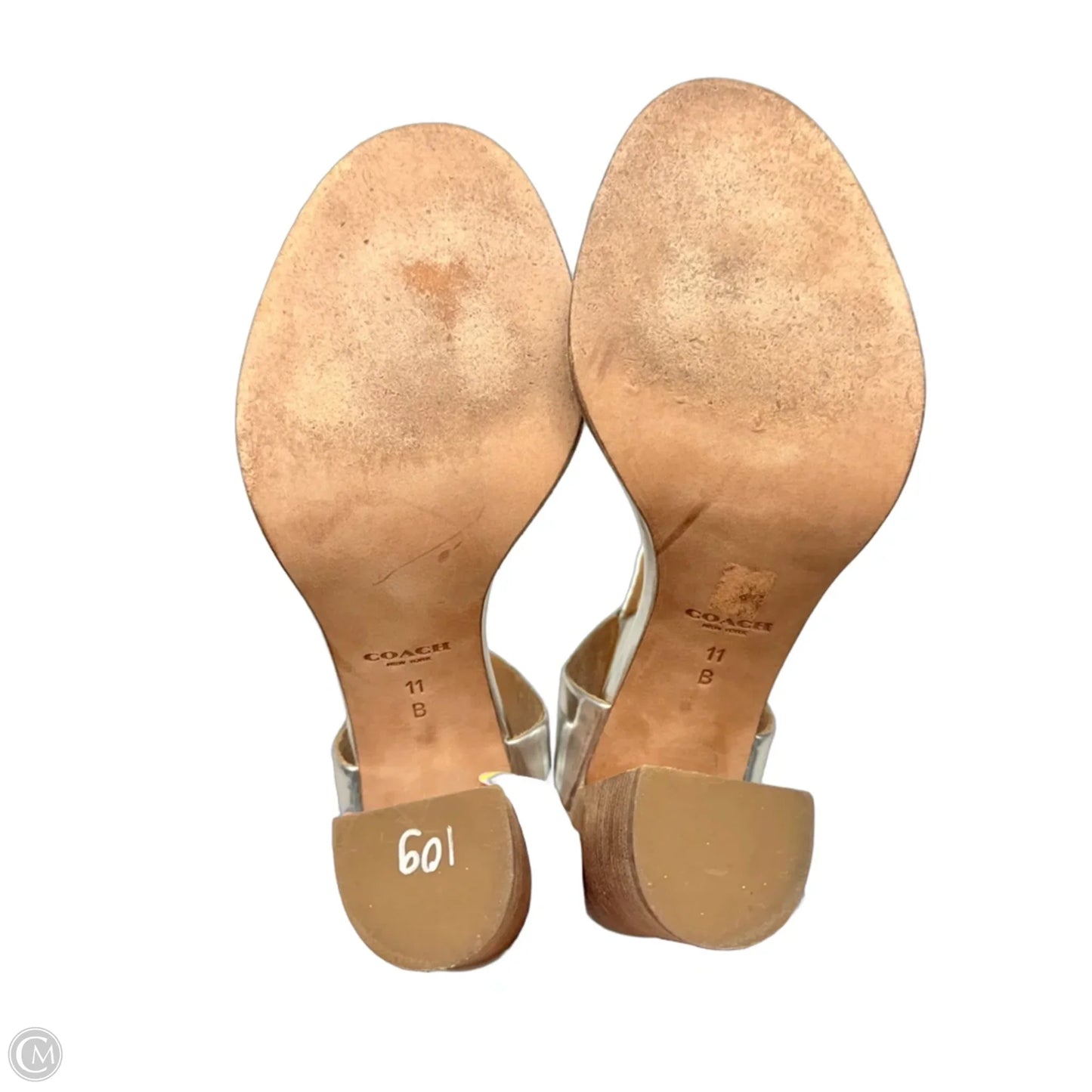 Sandals Designer By Coach In Silver, Size: 11