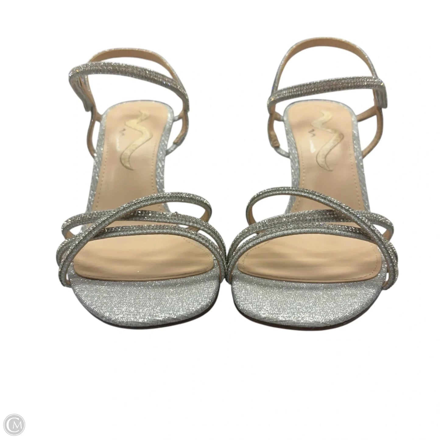 Sandals Heels Kitten By Nina In Silver, Size: 9