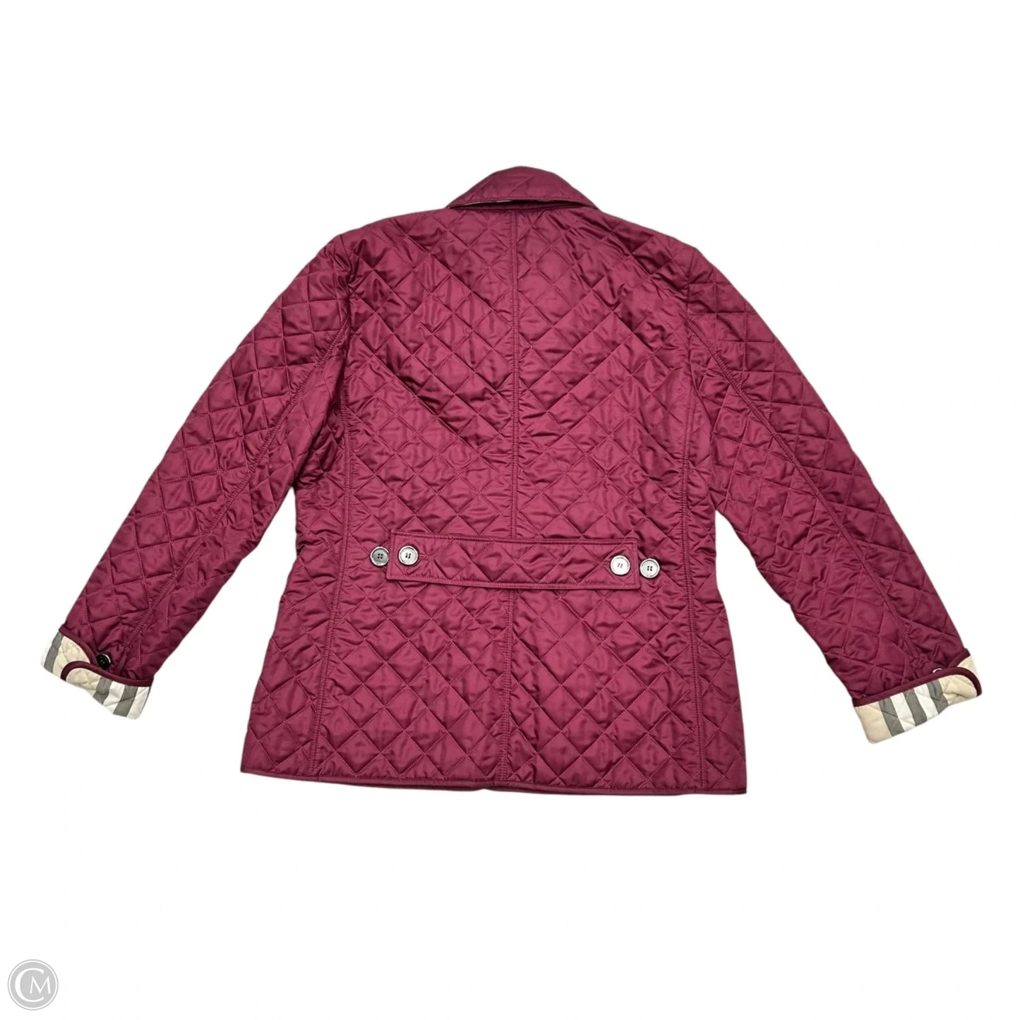 Jacket Luxury Designer By Burberry In Maroon, Size: L