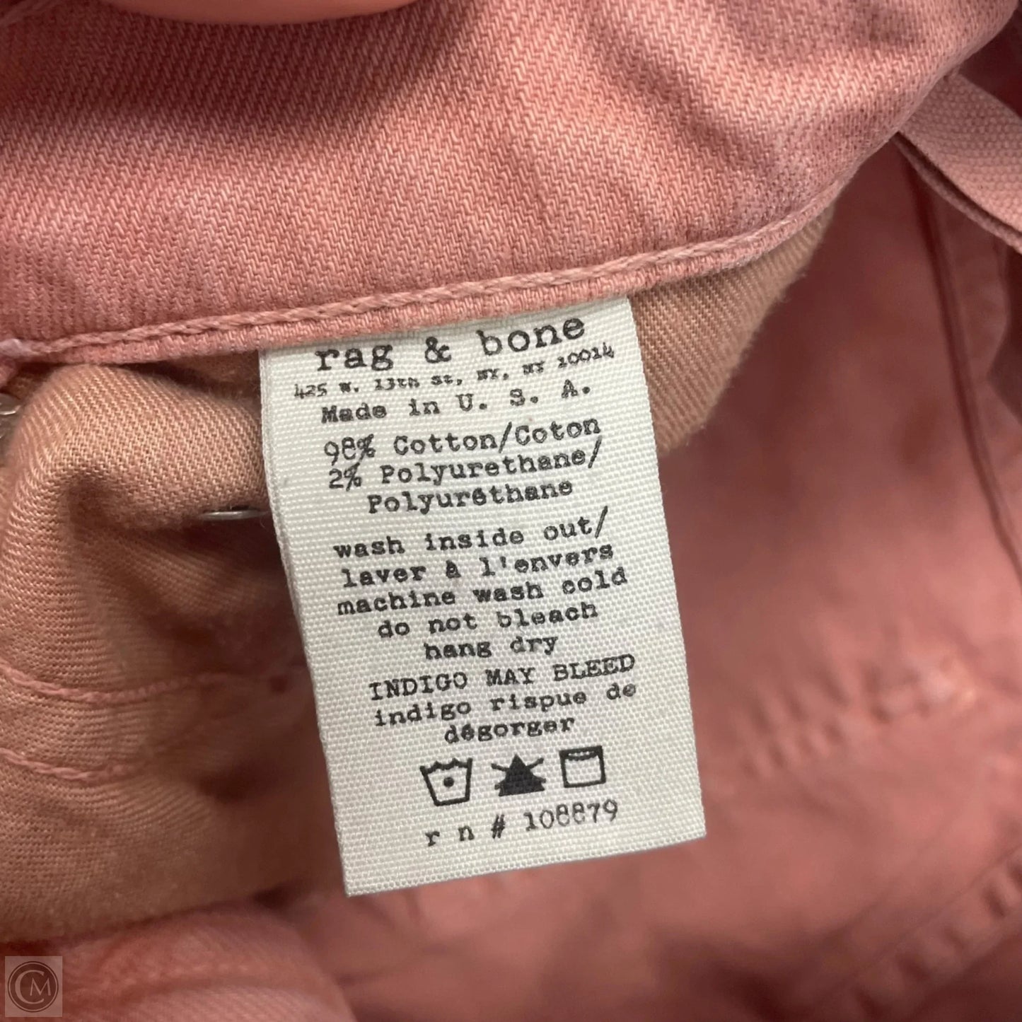 Jeans Flared By Rag And Bone In Pink Denim, Size: 4