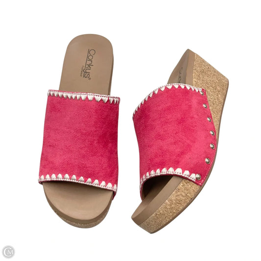 Sandals Heels Wedge By Corkys In Pink, Size: 11