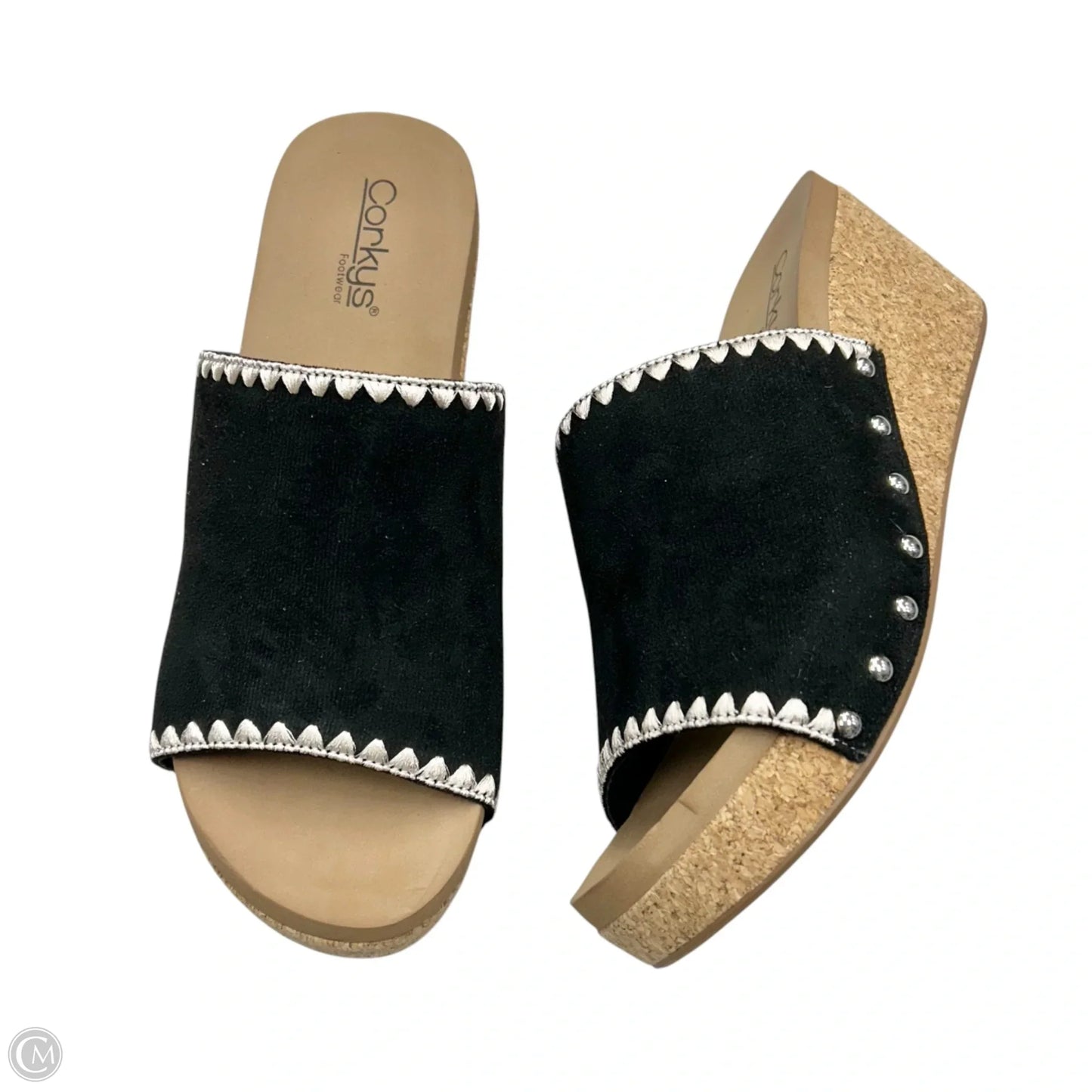 Sandals Heels Wedge By Corkys In Black, Size: 11