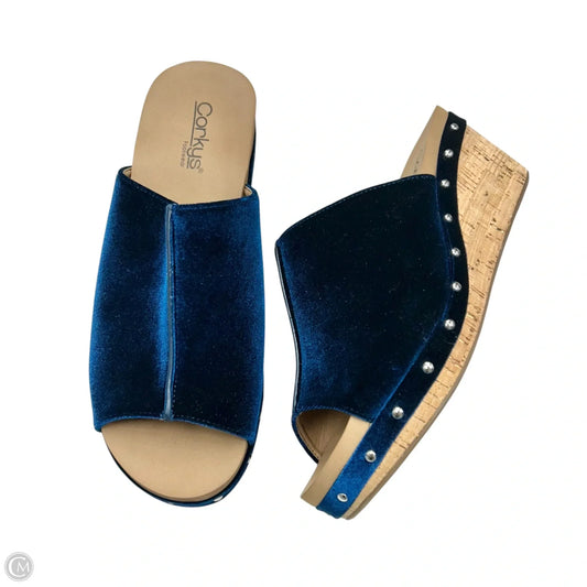 Sandals Heels Wedge By Corkys In Blue, Size: 11