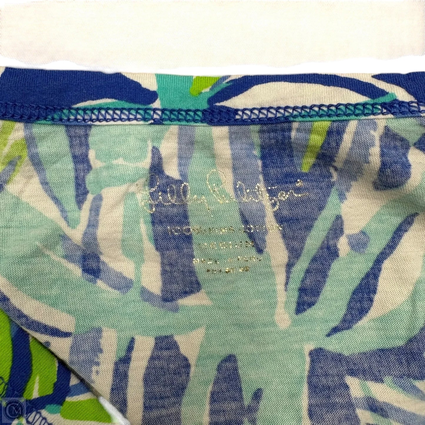 Top Long Sleeve Designer By Lilly Pulitzer In Blue & Green, Size: M