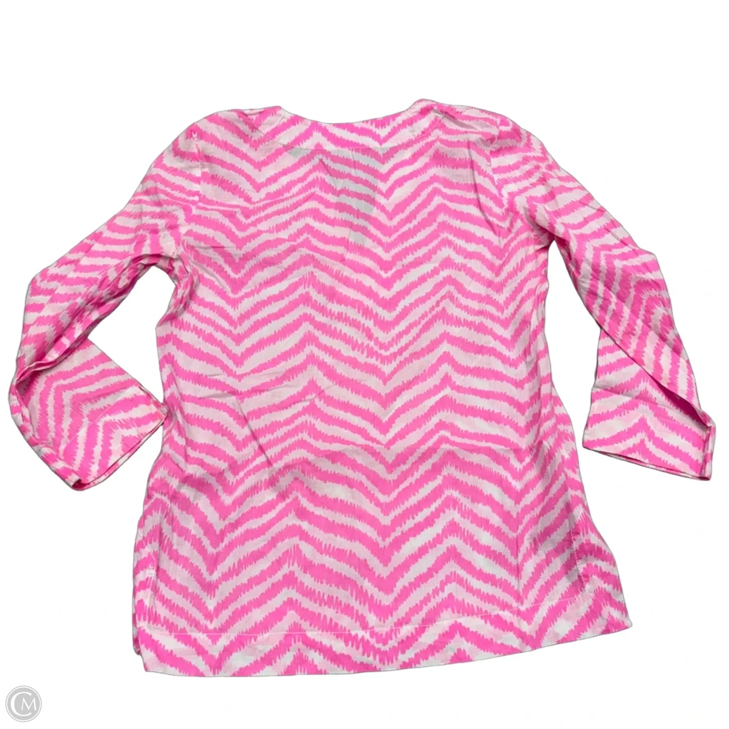 Top Long Sleeve Designer By Lilly Pulitzer In Pink & White