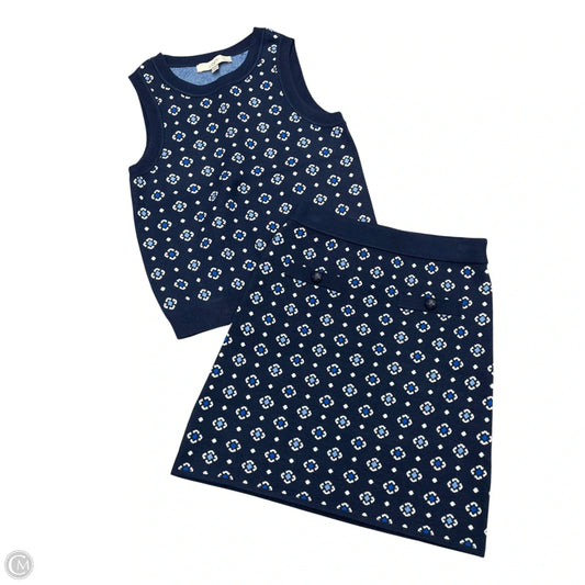 Skirt Set 2pc By Loft In Blue & White, Size: Xxsp
