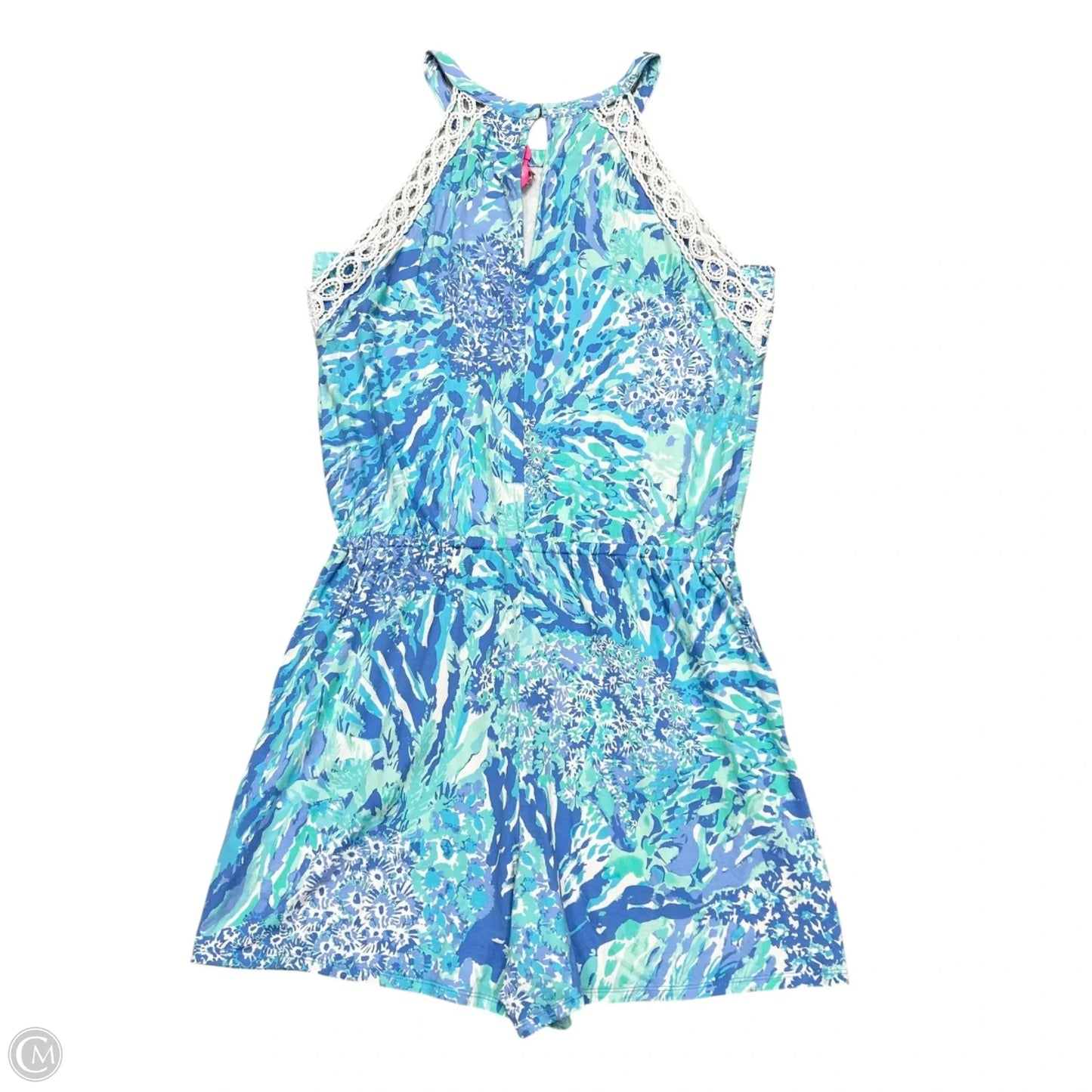Romper Designer By Lilly Pulitzer In Blue & White, Size: L