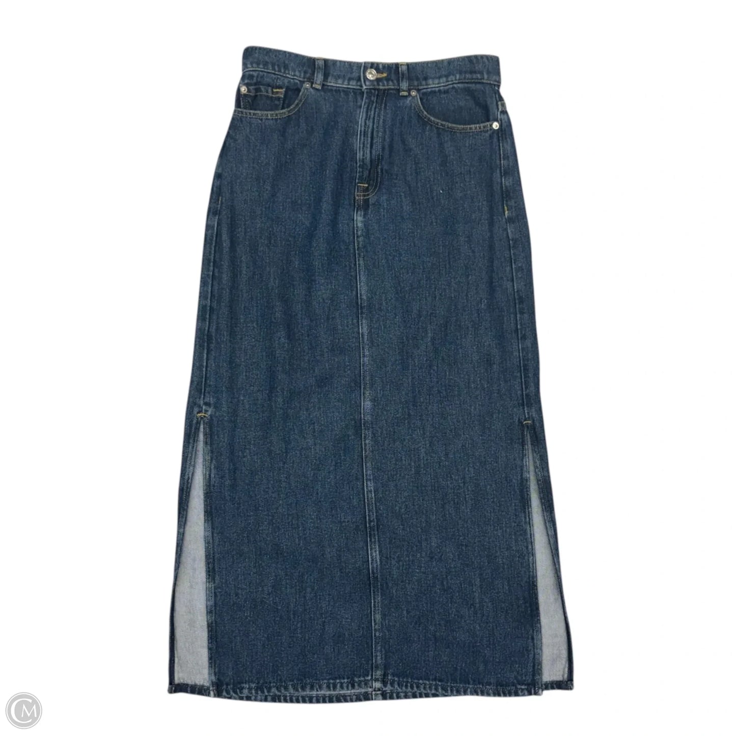 Skirt Midi By 7 For All Mankind In Blue Denim, Size: 4