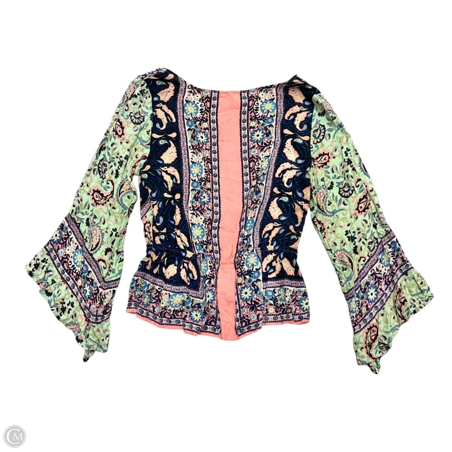 Top Long Sleeve By Free People In Blue & Pink, Size: M