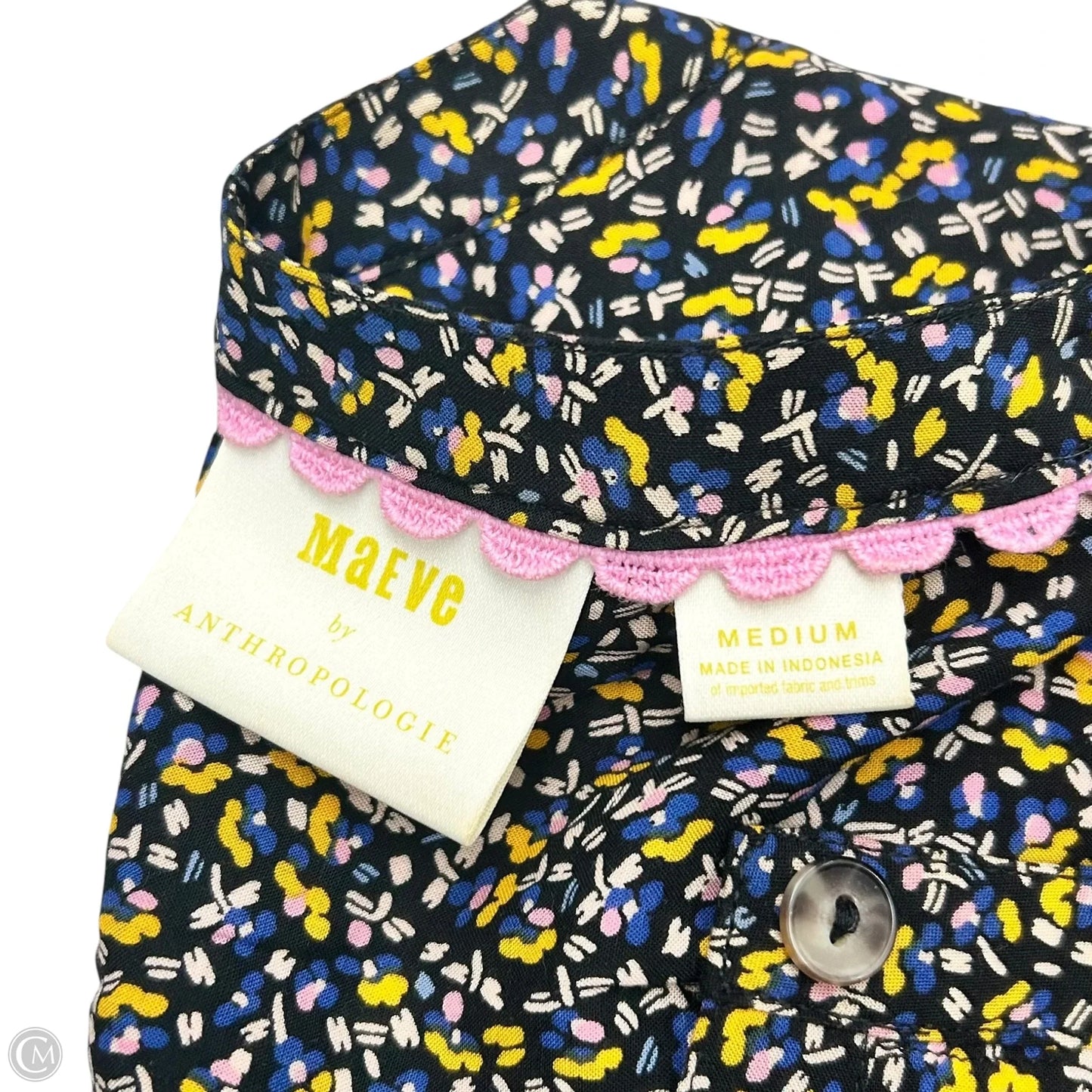 Top Long Sleeve By Maeve In Blue & Yellow, Size: M