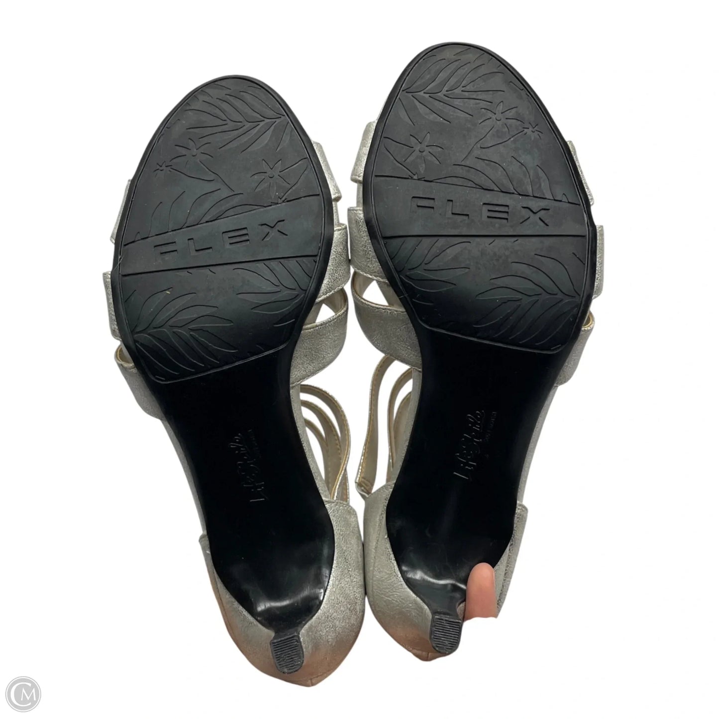 Sandals Heels Kitten By Life Stride In Silver, Size: 10