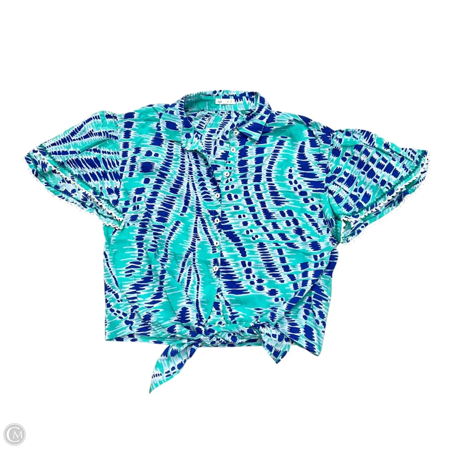 Top Short Sleeve By Poupette St Barth In Blue & Green, Size: M