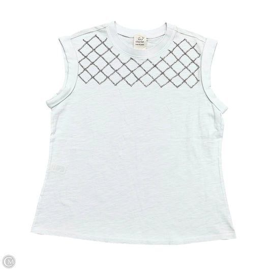 Top Short Sleeve By Cinc A Sept In Silver & White, Size: S