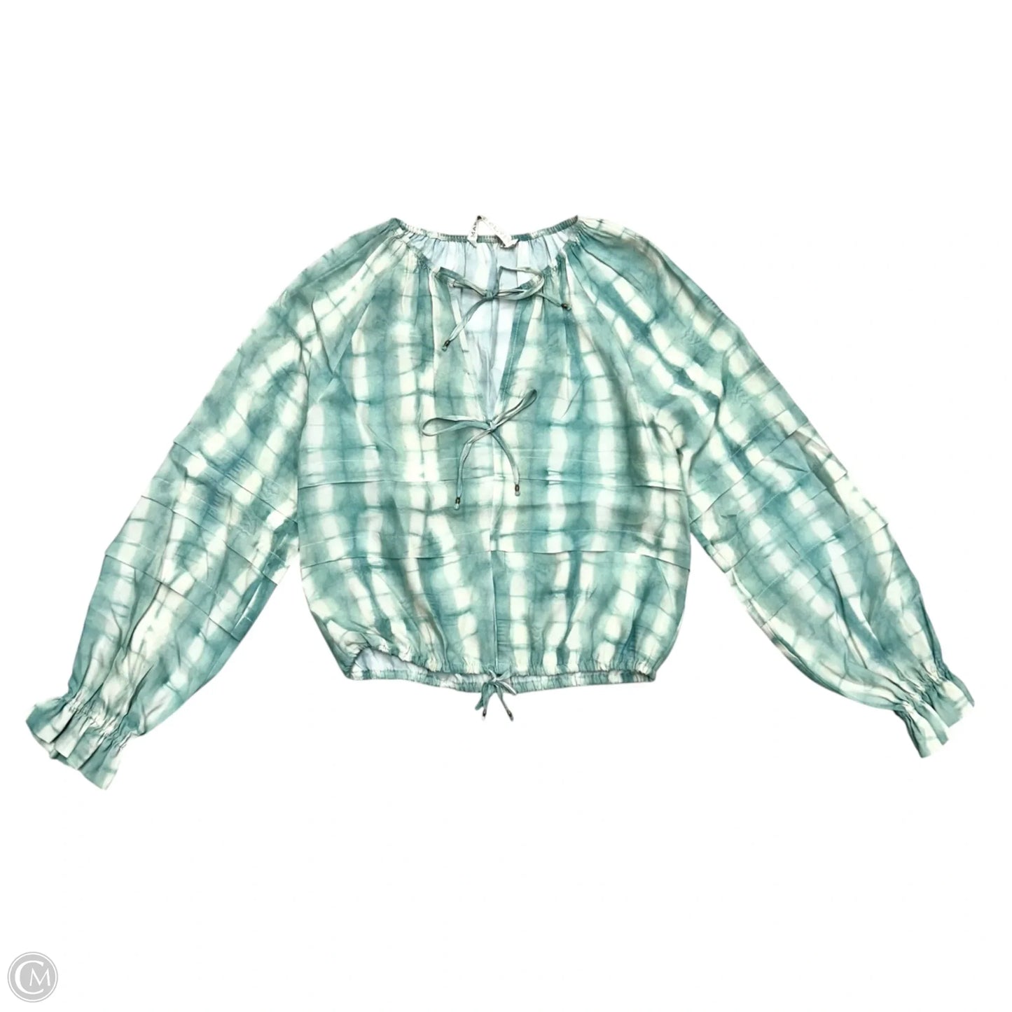 Top Long Sleeve By Marie Oliver In Blue & Cream, Size: Xs