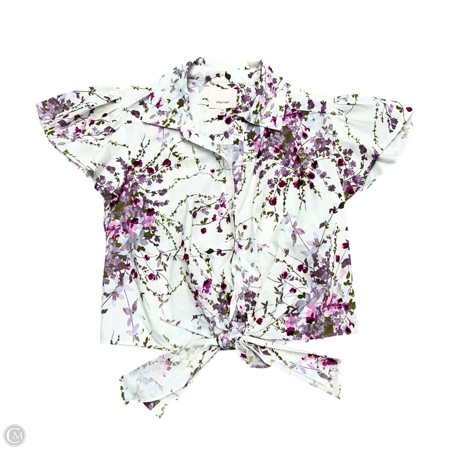 Top Short Sleeve By Cinc A Sept In Purple & White, Size: Xs