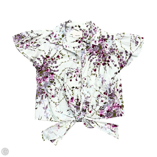 Top Short Sleeve By Cinc A Sept In Purple & White, Size: Xs