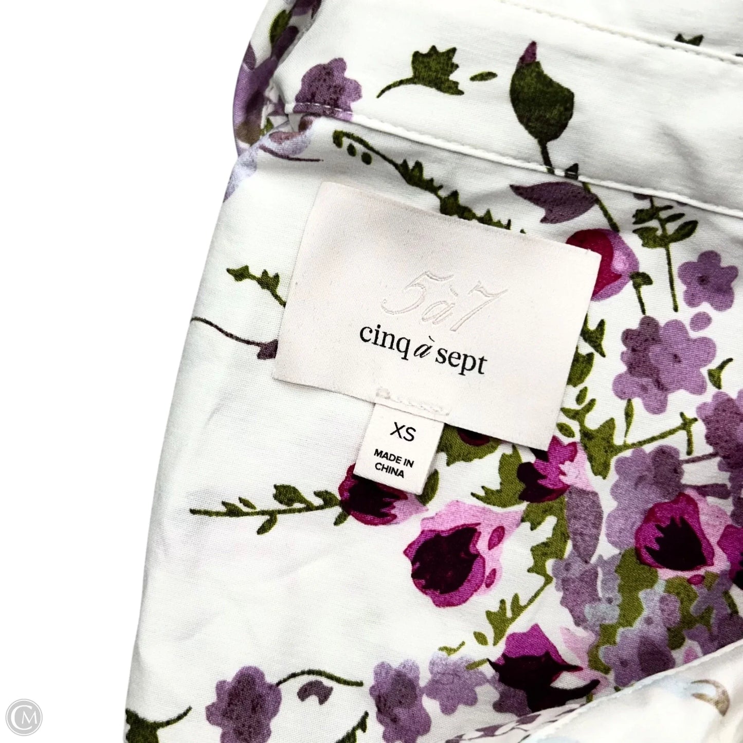 Top Short Sleeve By Cinc A Sept In Purple & White, Size: Xs