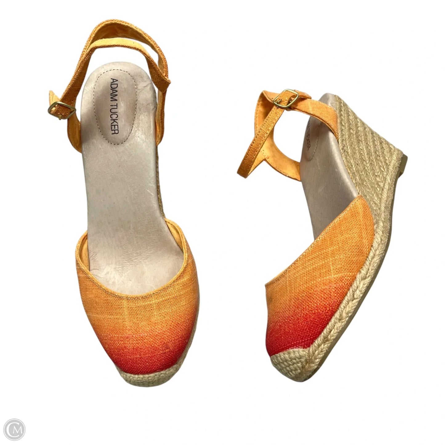 Sandals Heels Wedge By Adam Tucker In Orange, Size: 7.5