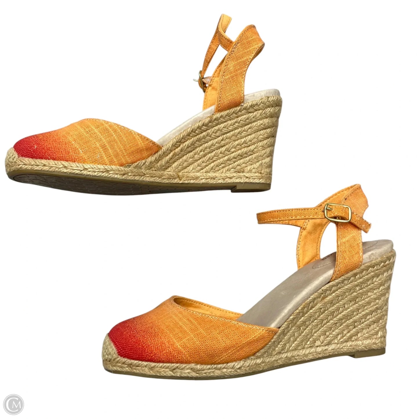 Sandals Heels Wedge By Adam Tucker In Orange, Size: 7.5